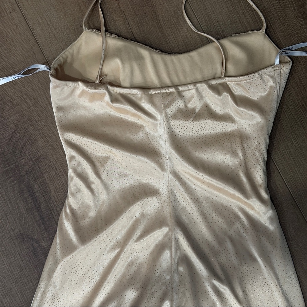 Vintage City Triangles Dress 28” 90’s Y2K Maxi Gown Gold Glitter Fairy Goth Prom - Picture 7 of 17